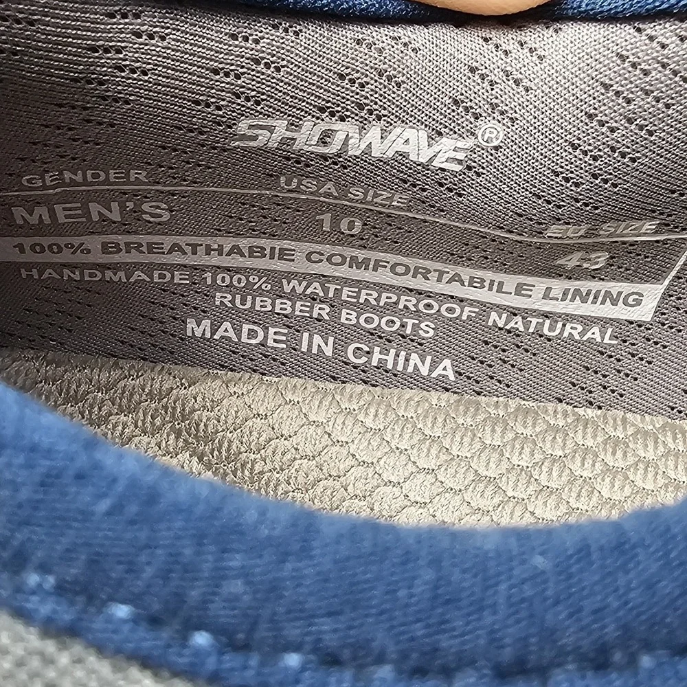 Mens Showave Slipon Deck Shoes Size 10 Blue Waterproof
